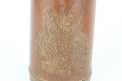 Lot 52 - Three Chinese bamboo brush pots, 19th to 20th...