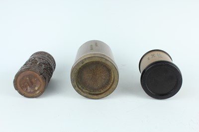 Lot 52 - Three Chinese bamboo brush pots, 19th to 20th...