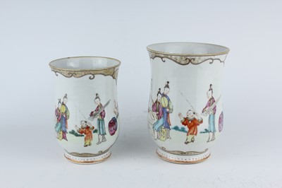 Lot 209 - Two Chinese export famille rose figural mugs,...