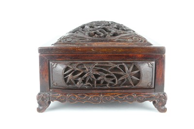 Lot 41 - A Chinese hardwood square box with domed cover...