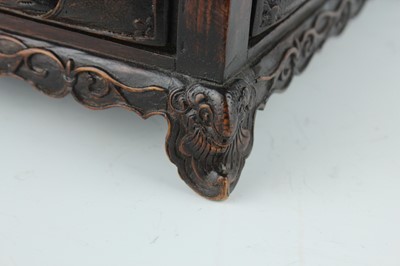 Lot 41 - A Chinese hardwood square box with domed cover...