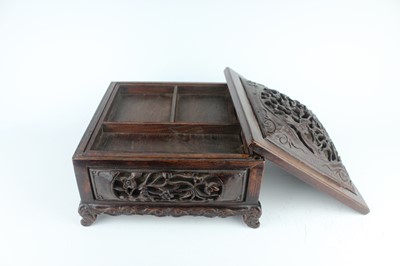 Lot 41 - A Chinese hardwood square box with domed cover...