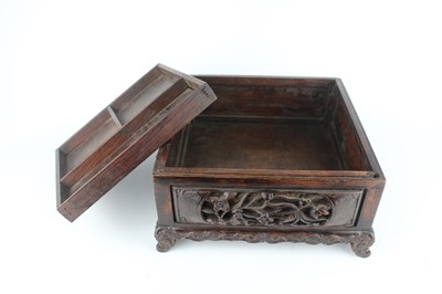 Lot 41 - A Chinese hardwood square box with domed cover...