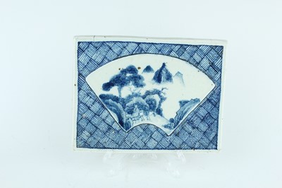 Lot 8 - A Chinese blue and white landscape plaque,...