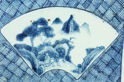 Lot 8 - A Chinese blue and white landscape plaque,...