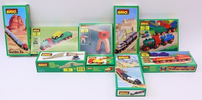 Lot 257 - BRIO wooden locos & wagons/coaches: All appear...