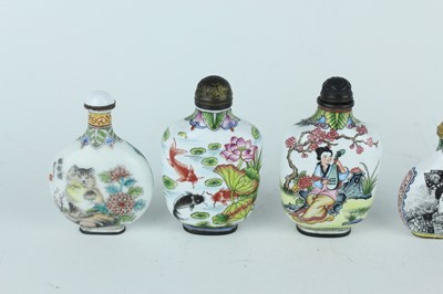 Lot 28 - A group of five Chinese painted enamel snuff...
