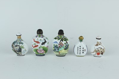 Lot 28 - A group of five Chinese painted enamel snuff...