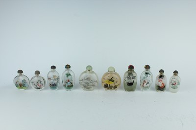 Lot 32 - A group of ten Chinese inside-painted glass...
