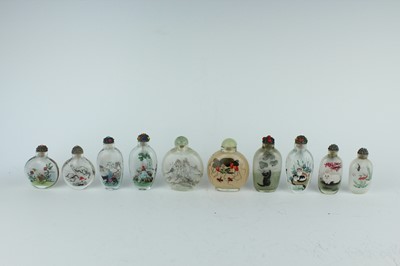 Lot 32 - A group of ten Chinese inside-painted glass...