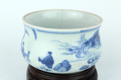 Lot 18 - A Chinese blue and white porcelain censer and...