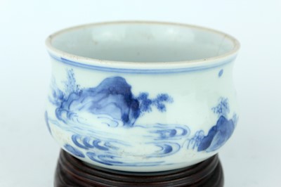 Lot 18 - A Chinese blue and white porcelain censer and...