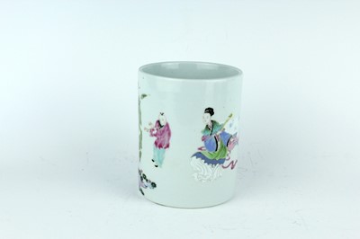 Lot 196 - A Chinese famille rose ‘lady and boy’ brush...