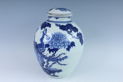 Lot 12 - A large Chinese blue and white jar and cover,...