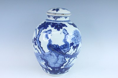Lot 12 - A large Chinese blue and white jar and cover,...