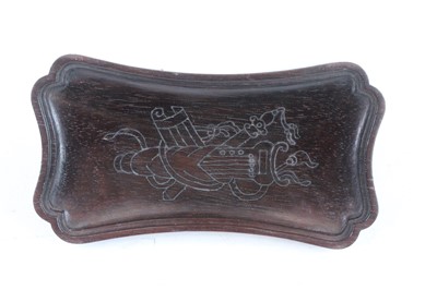 Lot 40 - A Chinese hardwood inlaid box with three jade...