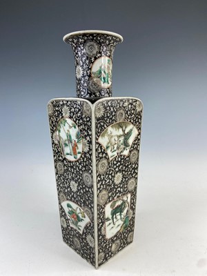 Lot 180 - A large Chinese famille noir square vase, Qing...