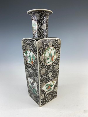 Lot 180 - A large Chinese famille noir square vase, Qing...