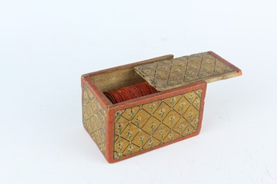 Lot 156 - An Indian Mughal Ganjifa lacquered game box...