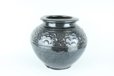 Lot 120 - Three Chinese dark blue to brown glazed...