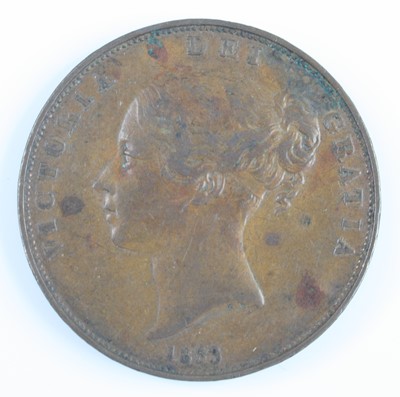 Lot 3386 - Great Britain, 1853 penny, obv: Victoria young...
