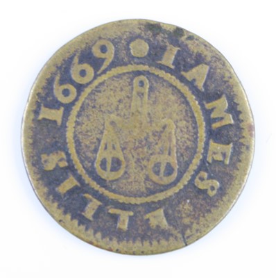 Lot 3218 - Cavendish, James Ellis, 1669 half penny token,...