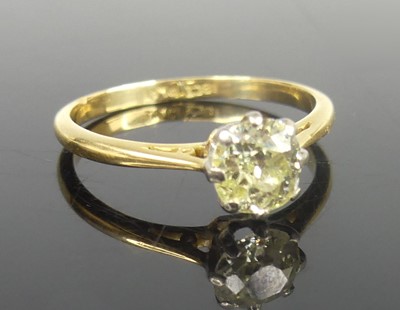 Lot 2277 - An 18ct gold and platinum diamond solitaire...