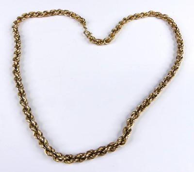 Lot 2830 - A modern 9ct gold ropetwist long necklace,...