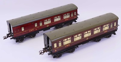 Lot 320 - Two Hornby 0 gauge LMS No. 2 Corridor coaches...