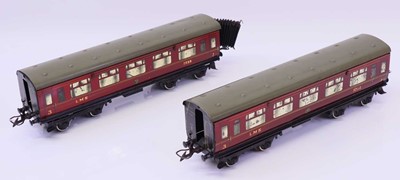 Lot 321 - Two Hornby 0 gauge No. 2 LMS corridor coaches,...