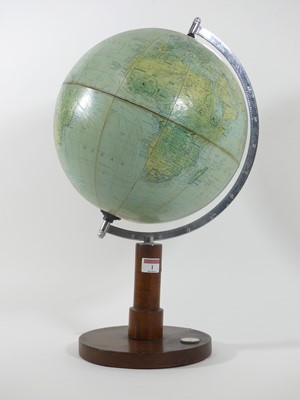 Lot 1 - A 12" terrestrial globe, on a chromed metal...