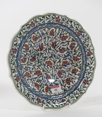 Lot 48 - An Isnik pottery bowl, polychrome decorated...