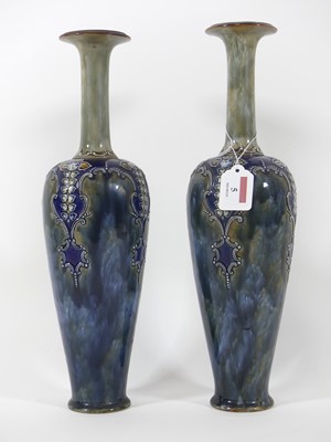 Lot 5 - A pair of Royal Doulton stoneware vases, of...