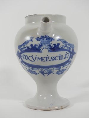 Lot 17 - An 18th century Delft blue & white drug jar...