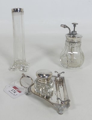 Lot 174 - An Edwardian silver inkwell, the ink bottle...