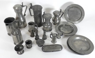 Lot 69 - A collection of pewter, to include an 18th...