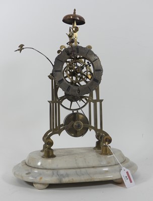 Lot 85 - A brass skeleton clock of architectural form,...