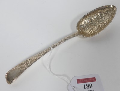 Lot 180 - A 19th century silver serving spoon, the bowl...