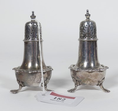 Lot 182 - A pair of George V silver table castors, each...