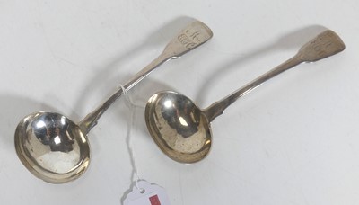 Lot 195 - A pair of George III silver sauce ladles, each...