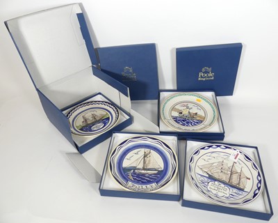 Lot 93 - A set of four Poole pottery ship plates, to...