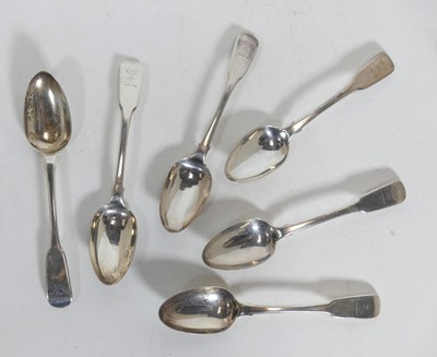 Lot 205 - A set of six George III silver teaspoons, in...