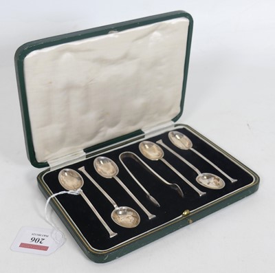 Lot 206 - A set of six George VI silver teaspoons,...