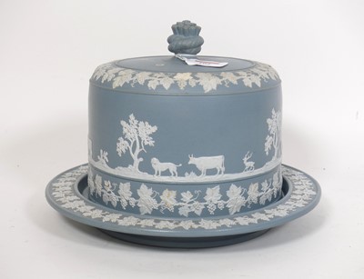 Lot 102 - A 19th century turquoise jasperware cheese...