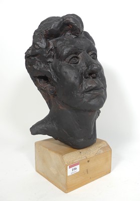 Lot 106 - A bronzed plaster bust of a lady, mounted to a...