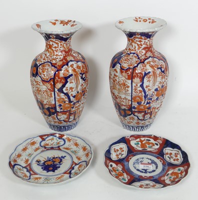 Lot 116 - A pair of Japanese Imari porcelain vases, of...