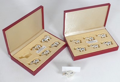 Lot 234 - A set of six menu card holders, each in the...