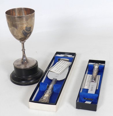 Lot 240 - A George V silver trophy goblet, with later...