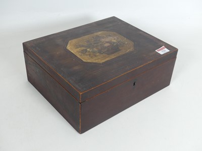 Lot 321 - An early 20th century painted work box, the...
