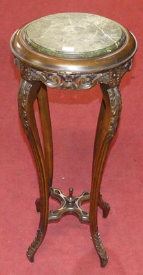 Lot 1134 - A hardwood and green variegated marble topped...